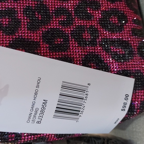 Betsey Johnson Pink & Leopard chain link / gold & silvertone crossbody - Picture 5 of 7